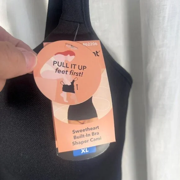 NWT Shapermint Essentials Sweetheart Built-In Bra Shaper Cami in Black - Size XL - Picture 2 of 9